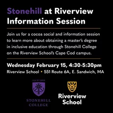 Join us on Wednesday February 15th from 4:30 - 5:30 for a cocoa social and information session to learn more about obtaining a master's degree in inclusive education from @stonehillcollege on the Riverview School's Cape Cod Campus. ⁠
⁠
Visit the link in bio to learn more and to register.