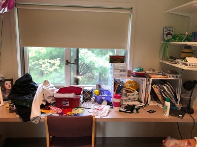 A student's messy desk.